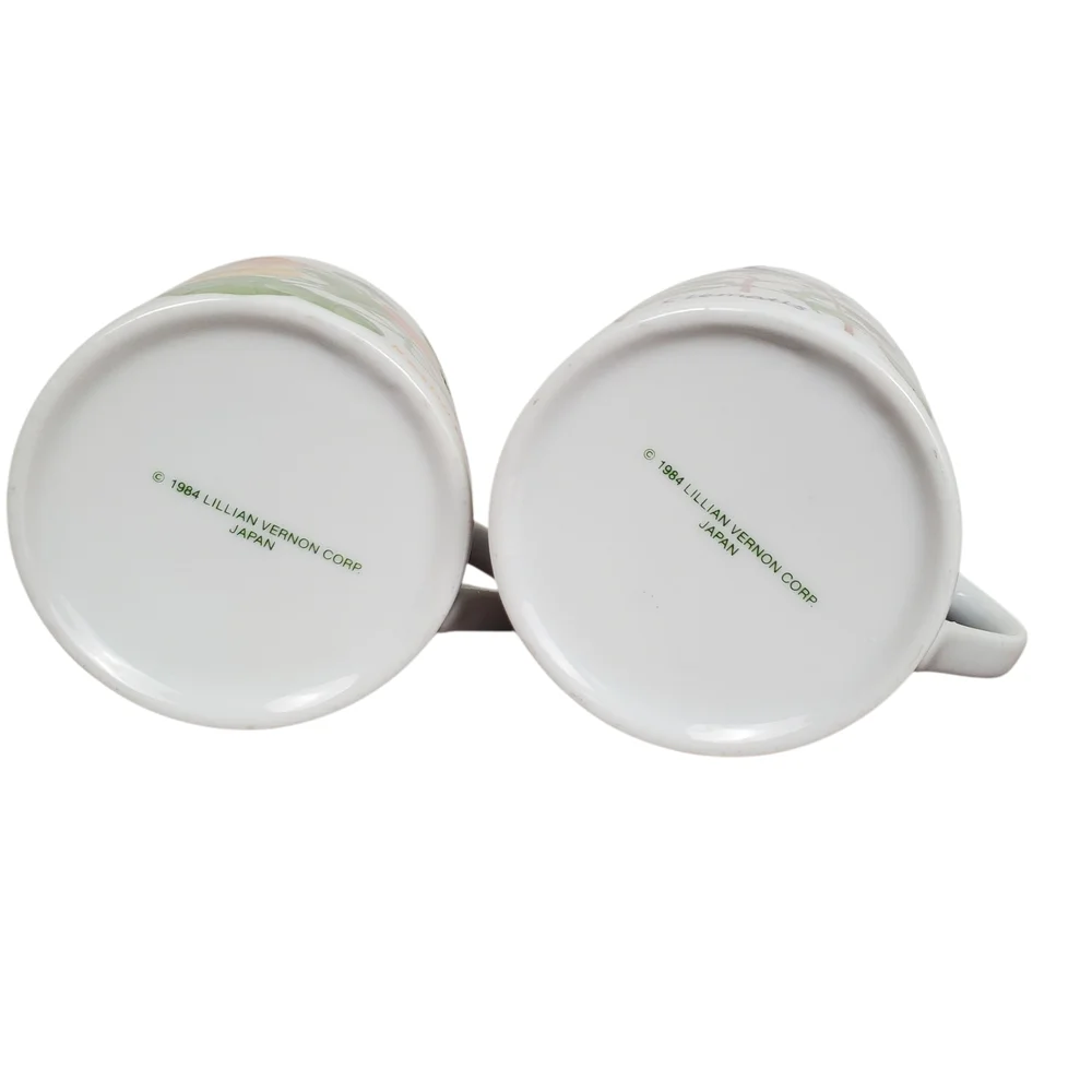 2 Vntg Lillian Vernon Botanical Garden Mugs - Nasturtium & Clematis. Circa 1984 - Picture 4 of 9